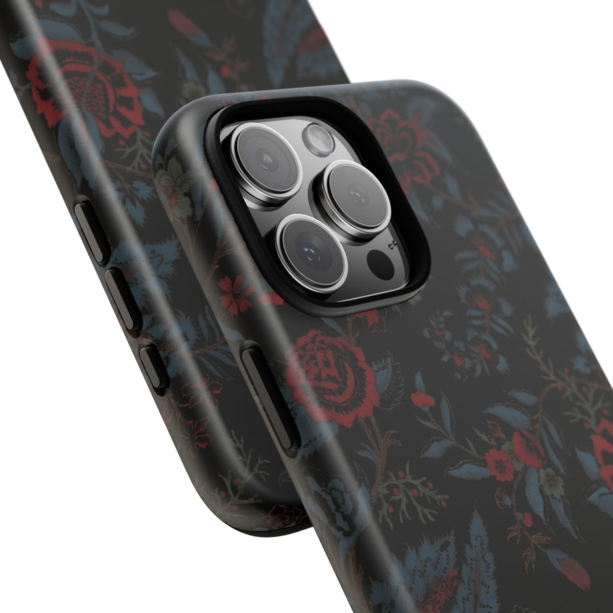 Floral Noir Tough Phone Case — Dark Rose Protective Cover