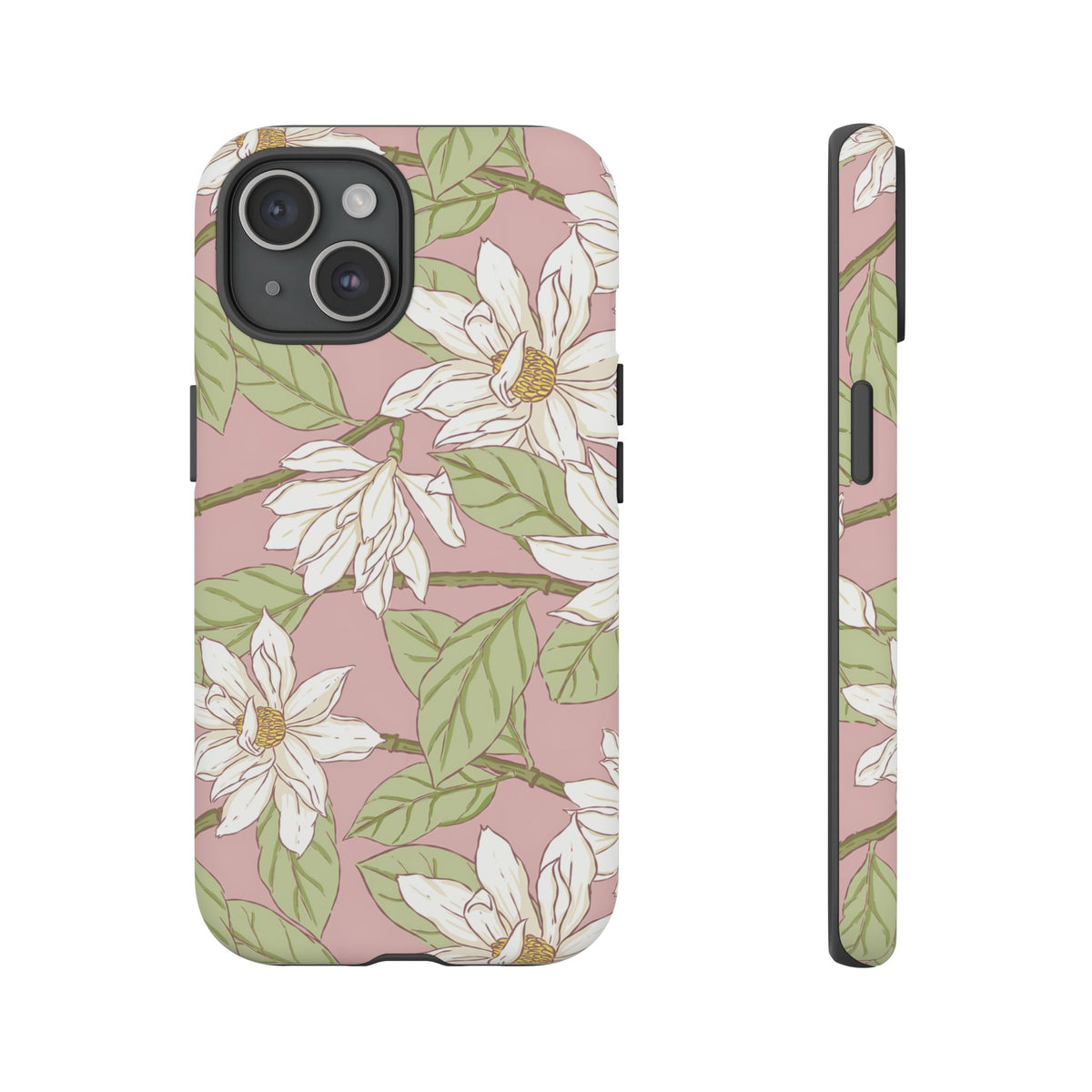 Floral Magnolia Tough Phone Case — Pink Botanical Protective Case