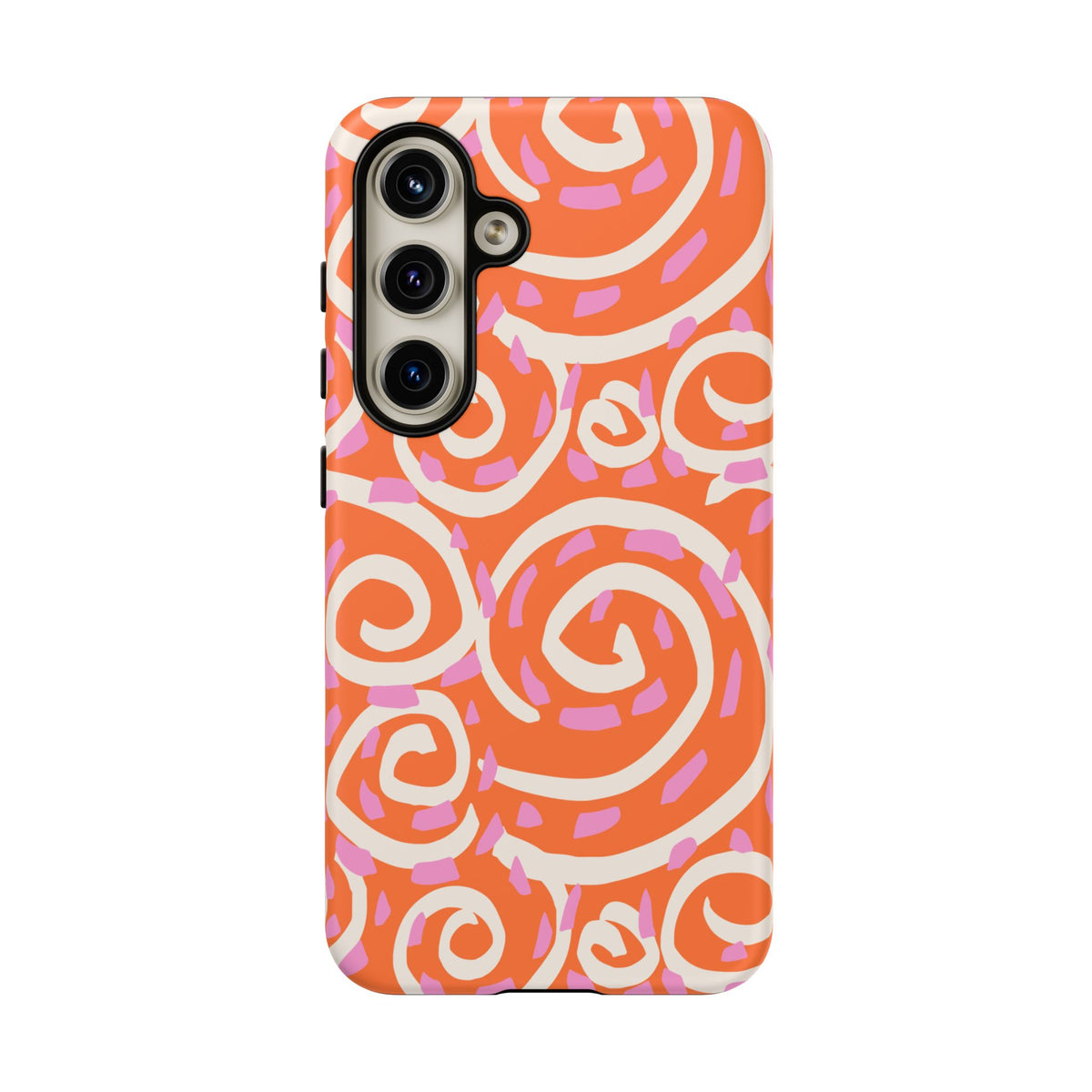 Spiral Swirl Tough Phone Case – Bright Orange & Pink Abstract Protection
