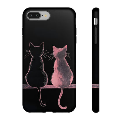 Cute Pink Cats Tough Phone Case – Protective iPhone Cover with Kittens Silhouette