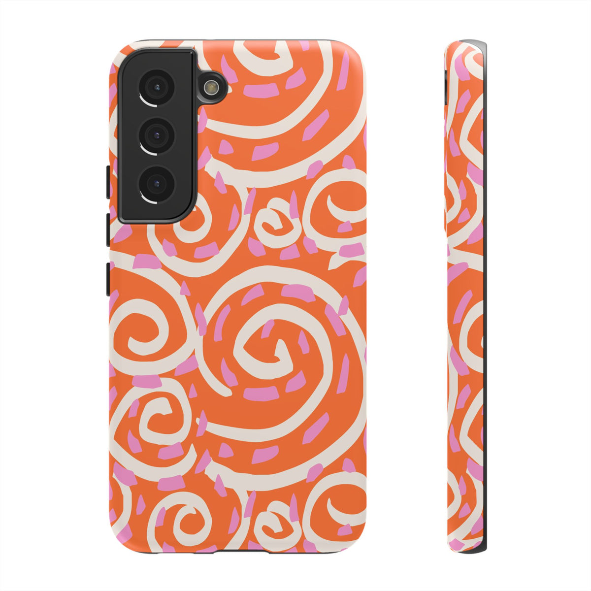 Spiral Swirl Tough Phone Case – Bright Orange & Pink Abstract Protection