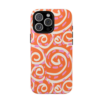 Spiral Swirl Tough Phone Case – Bright Orange & Pink Abstract Protection