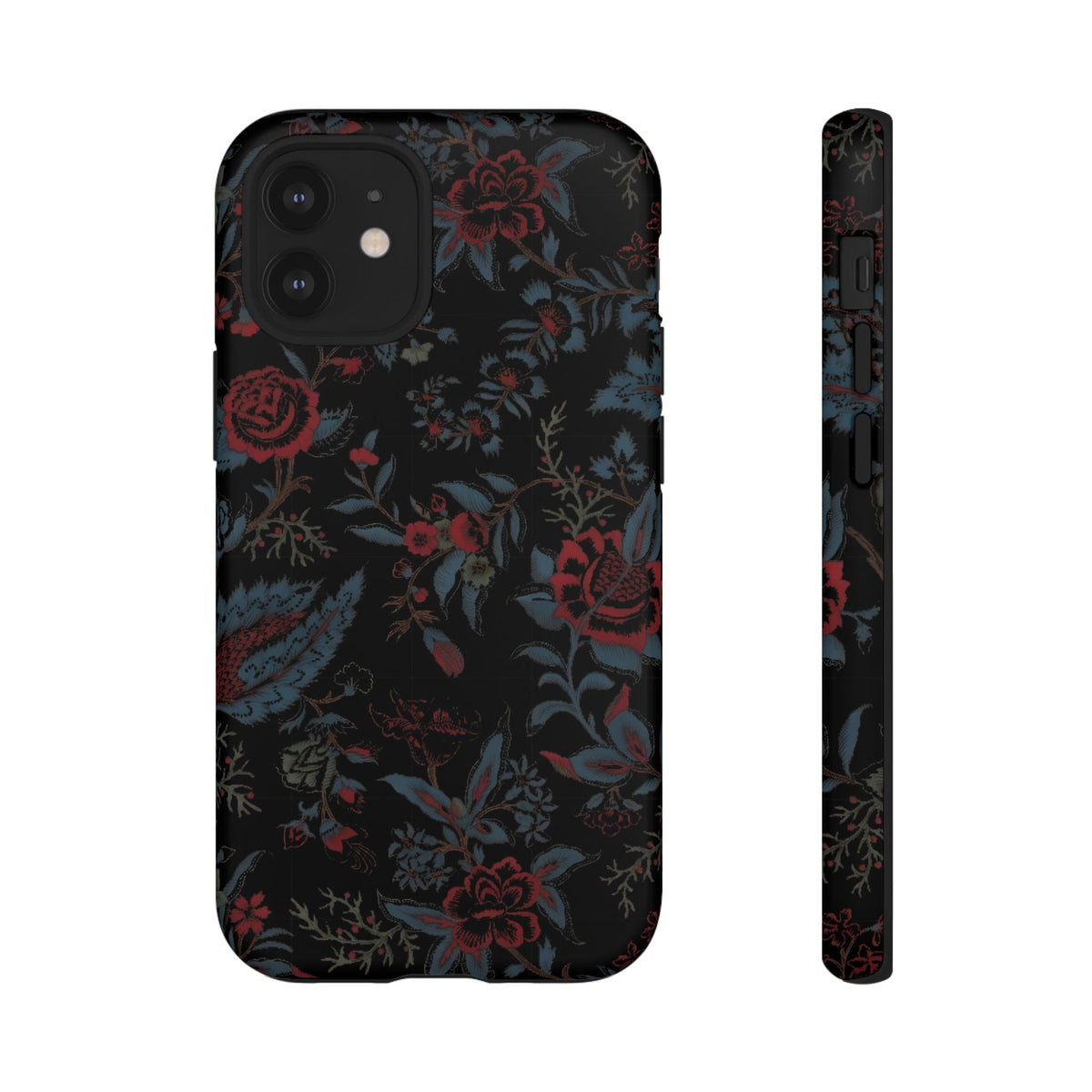 Floral Noir Tough Phone Case — Dark Rose Protective Cover