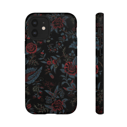 Floral Noir Tough Phone Case — Dark Rose Protective Cover