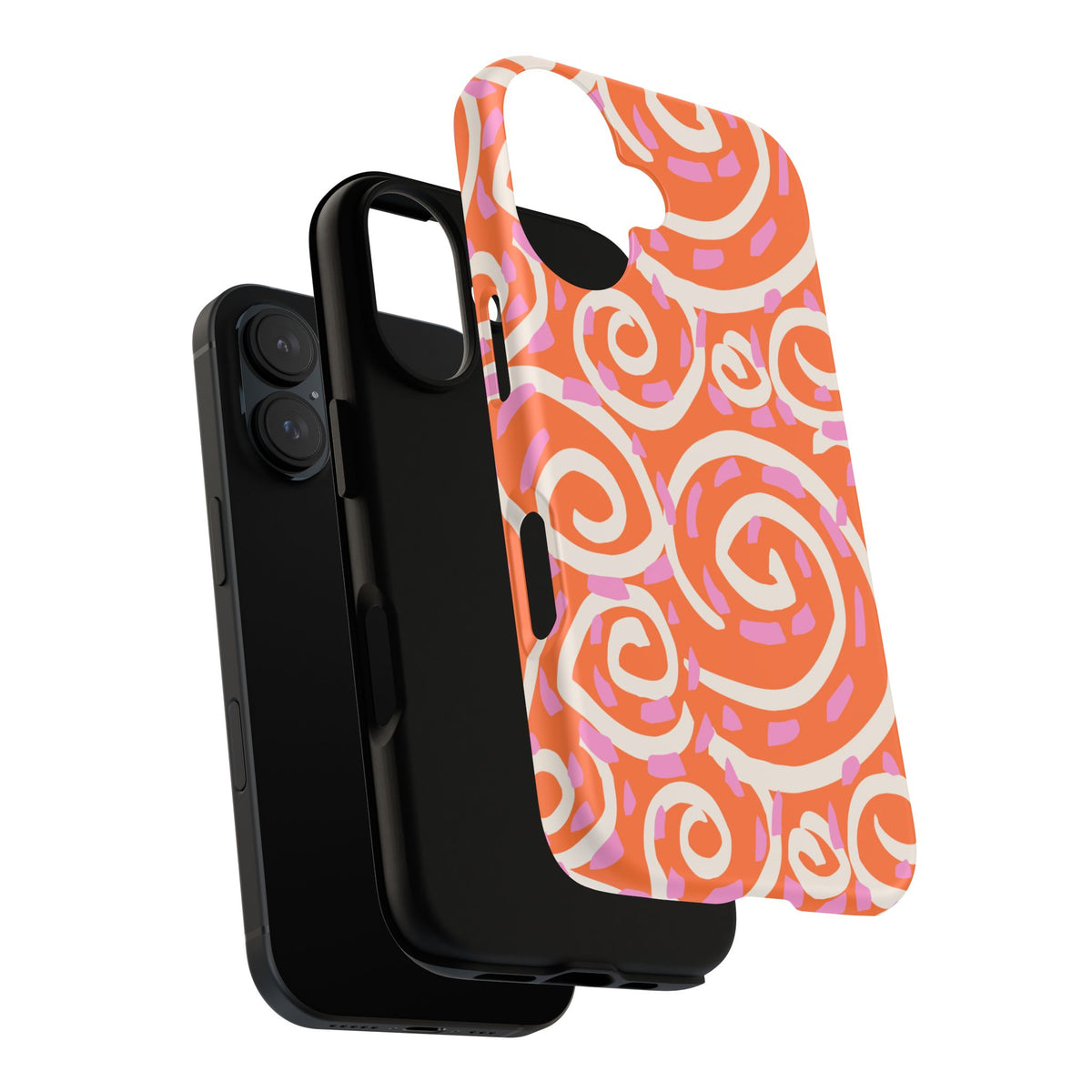 Spiral Swirl Tough Phone Case – Bright Orange & Pink Abstract Protection