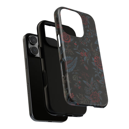 Floral Noir Tough Phone Case — Dark Rose Protective Cover