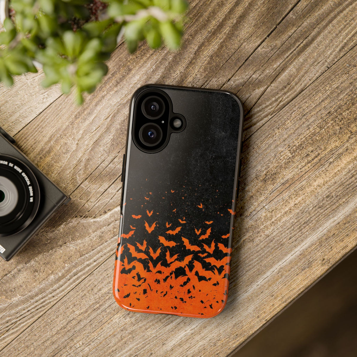 Halloween Orange Bat Swarm Phone Case — Tough Protective iPhone Cover