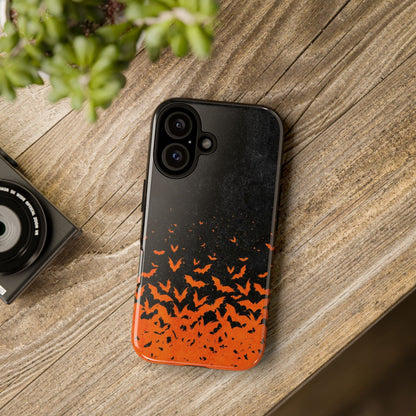 Halloween Orange Bat Swarm Phone Case — Tough Protective iPhone Cover