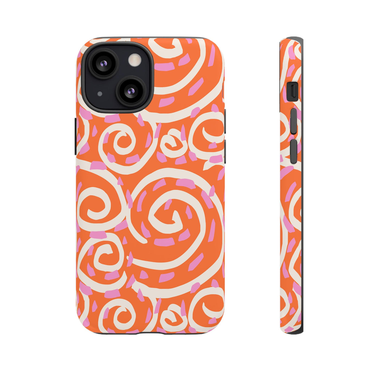 Spiral Swirl Tough Phone Case – Bright Orange & Pink Abstract Protection