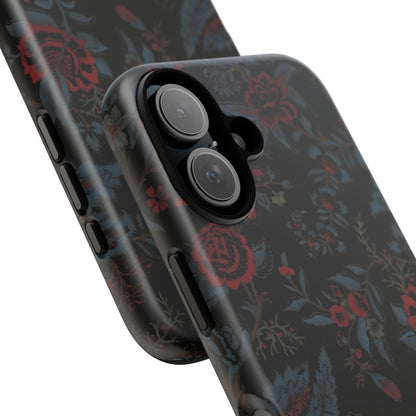 Floral Noir Tough Phone Case — Dark Rose Protective Cover