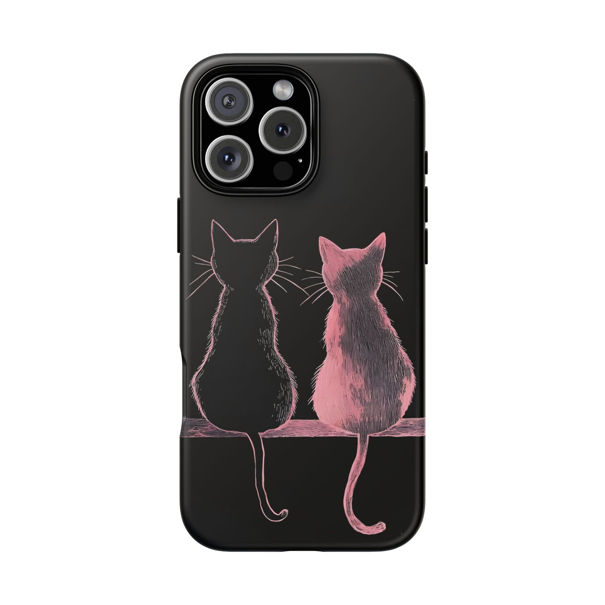 Cute Pink Cats Tough Phone Case – Protective iPhone Cover with Kittens Silhouette