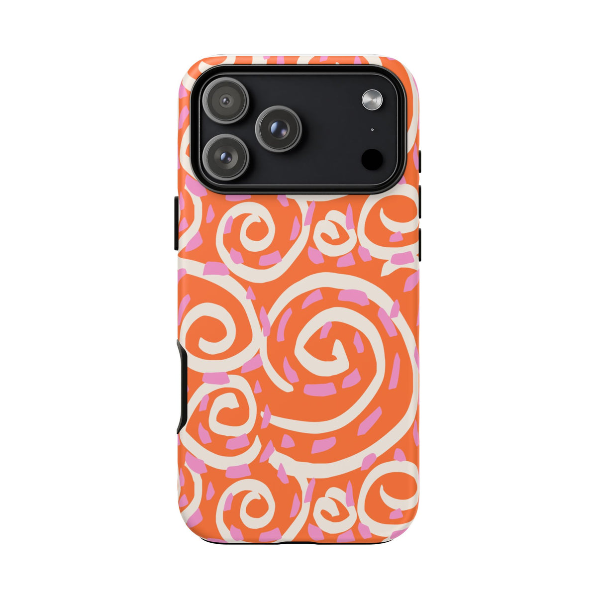 Spiral Swirl Tough Phone Case – Bright Orange & Pink Abstract Protection