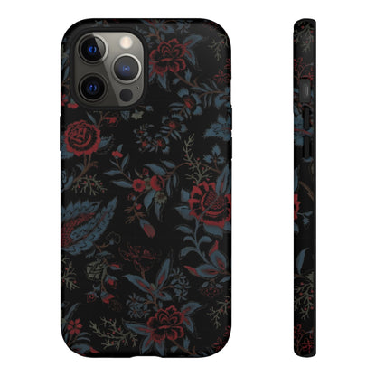 Floral Noir Tough Phone Case — Dark Rose Protective Cover