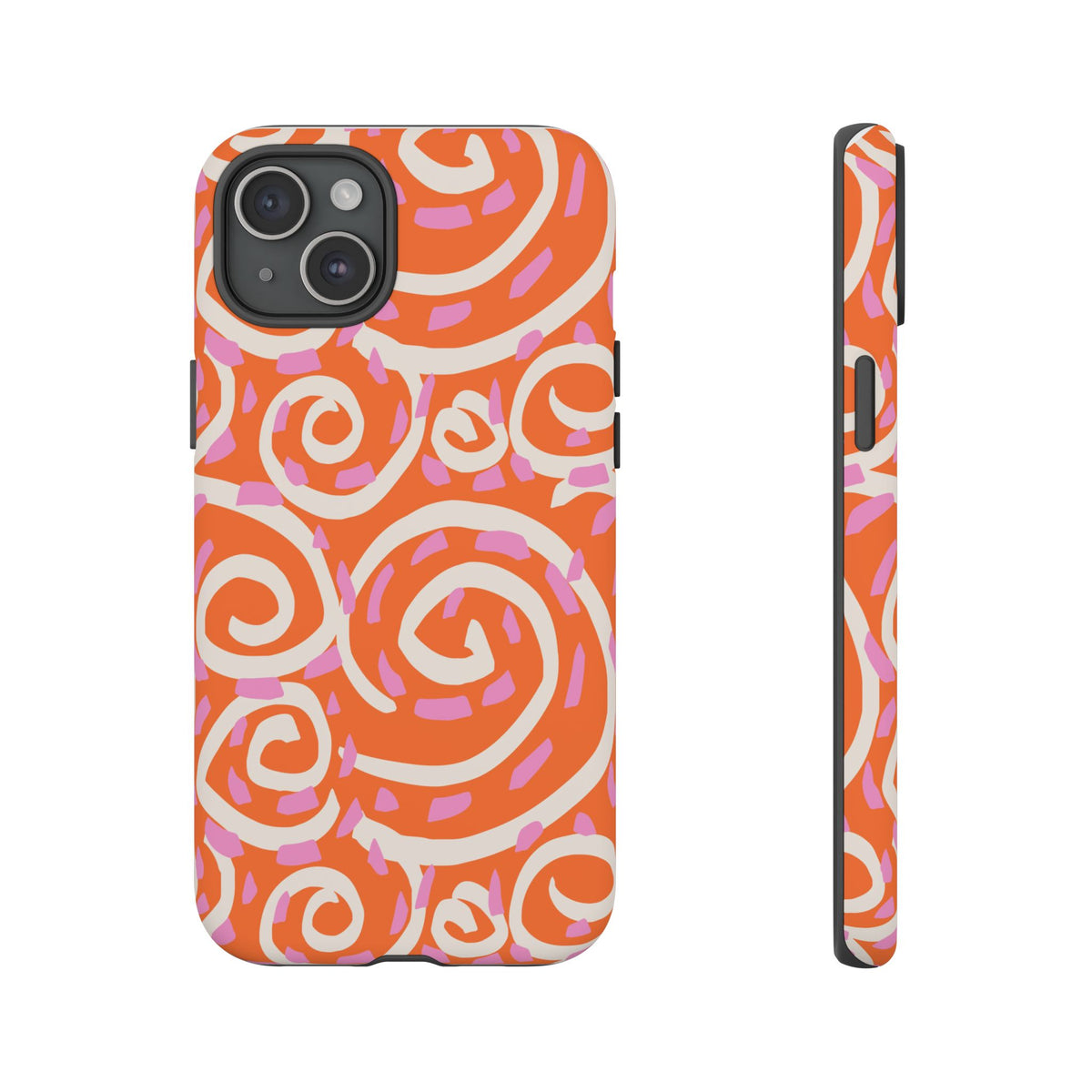Spiral Swirl Tough Phone Case – Bright Orange & Pink Abstract Protection