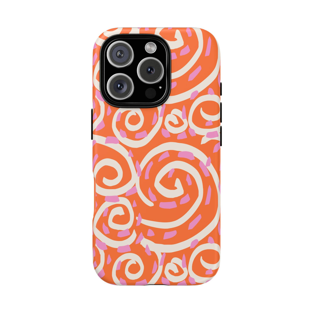 Spiral Swirl Tough Phone Case – Bright Orange & Pink Abstract Protection