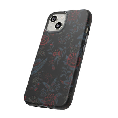 Floral Noir Tough Phone Case — Dark Rose Protective Cover