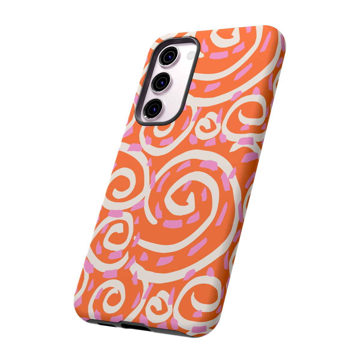 Spiral Swirl Tough Phone Case – Bright Orange & Pink Abstract Protection