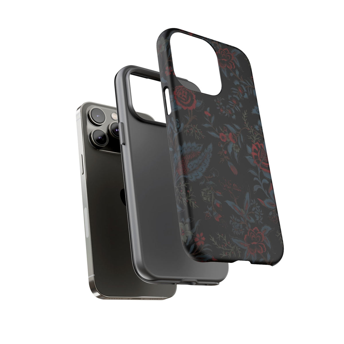 Floral Noir Tough Phone Case — Dark Rose Protective Cover