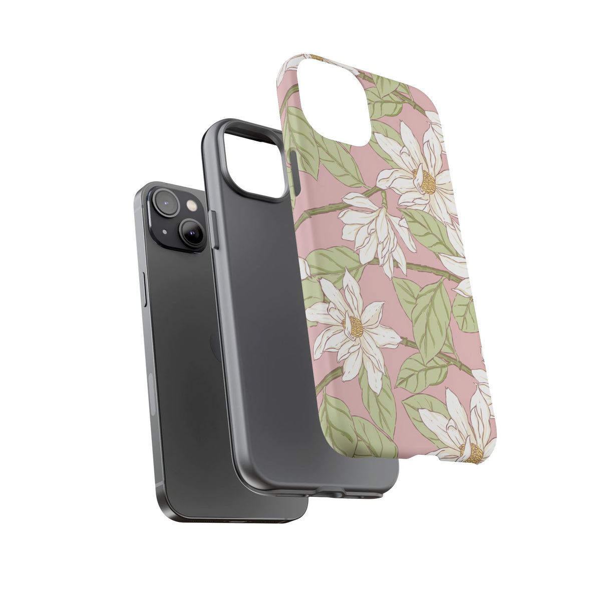 Floral Magnolia Tough Phone Case — Pink Botanical Protective Case