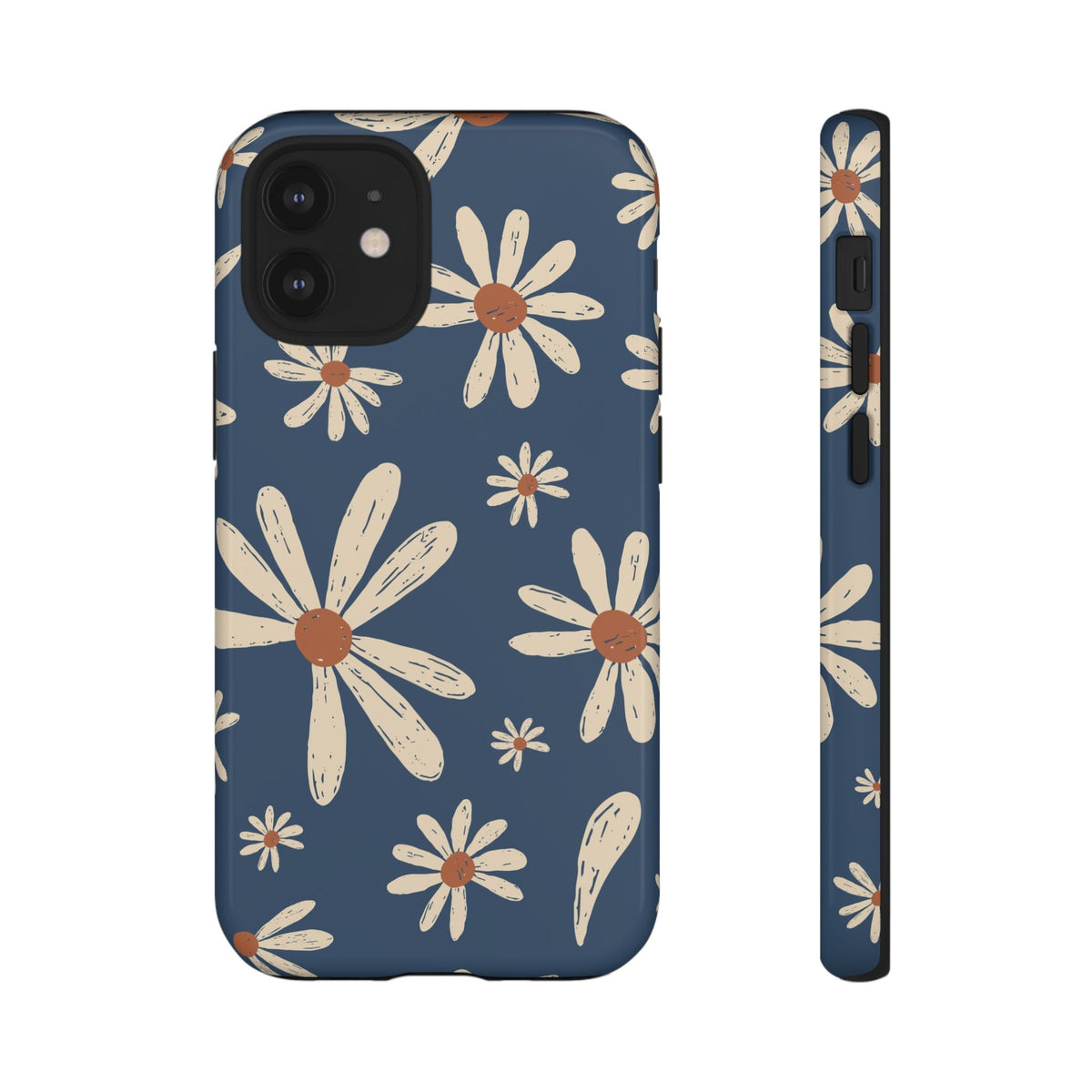Daisy Pattern Tough Phone Case – Navy Floral Protective Cover