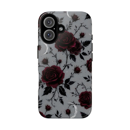 Tough Cases - Dark Red Rose Floral Phone Case, Gothic Protector for iPhone
