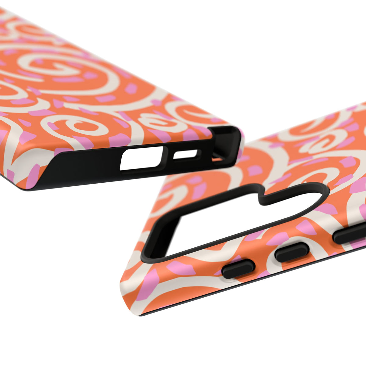 Spiral Swirl Tough Phone Case – Bright Orange & Pink Abstract Protection