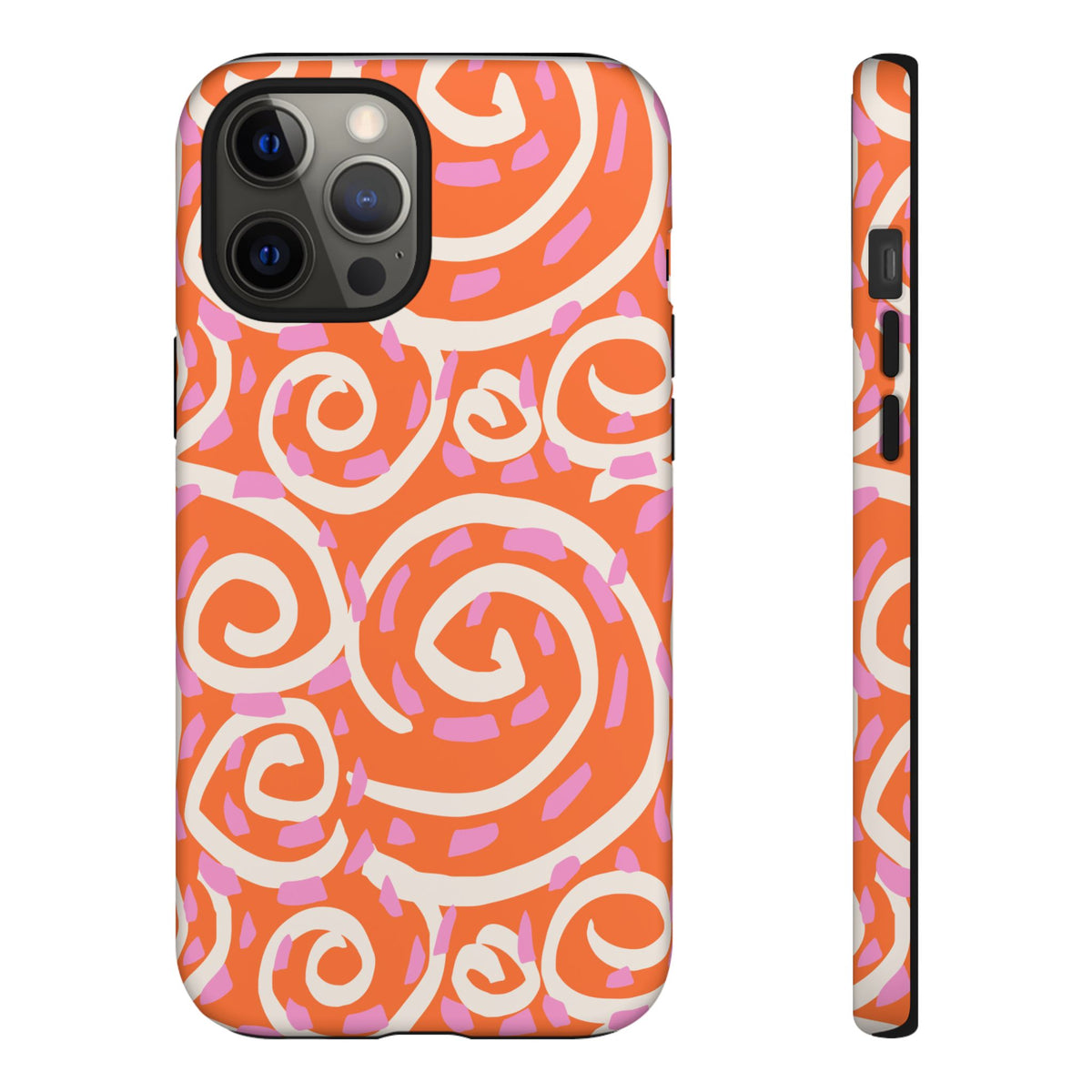 Spiral Swirl Tough Phone Case – Bright Orange & Pink Abstract Protection
