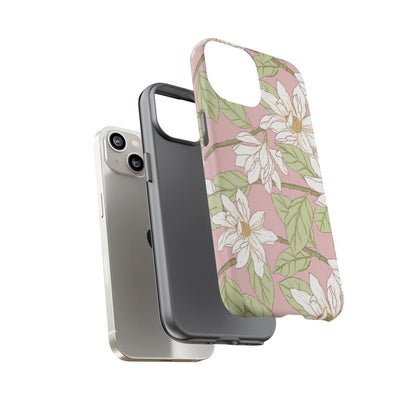 Floral Magnolia Tough Phone Case — Pink Botanical Protective Case