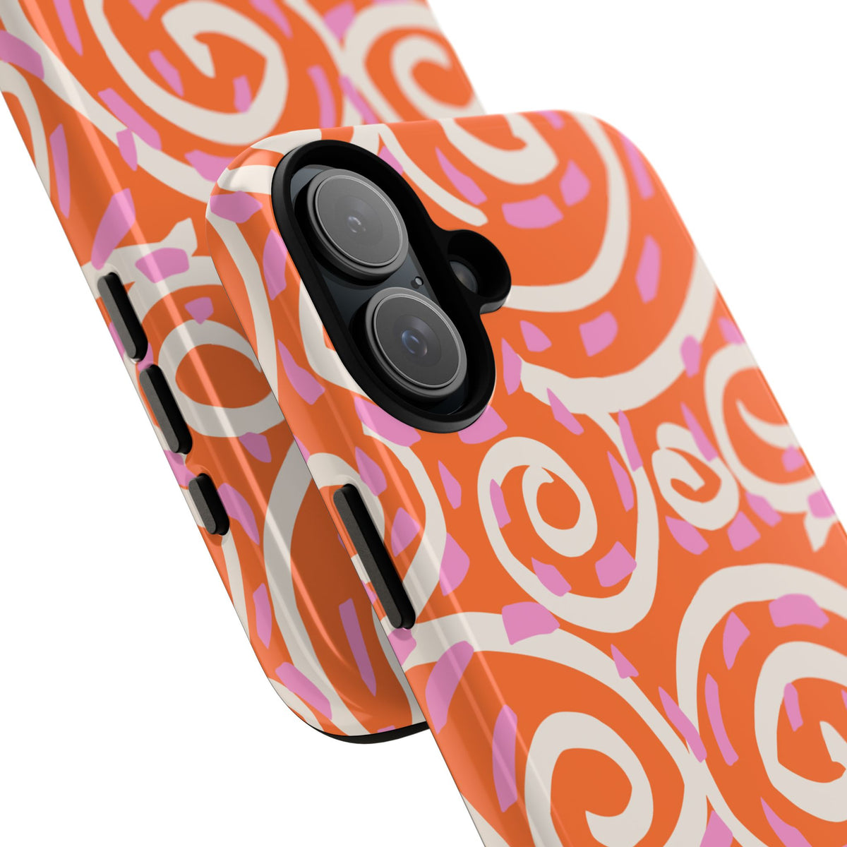 Spiral Swirl Tough Phone Case – Bright Orange & Pink Abstract Protection