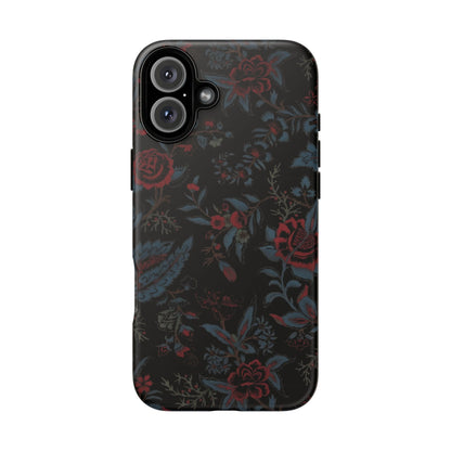 Floral Noir Tough Phone Case — Dark Rose Protective Cover