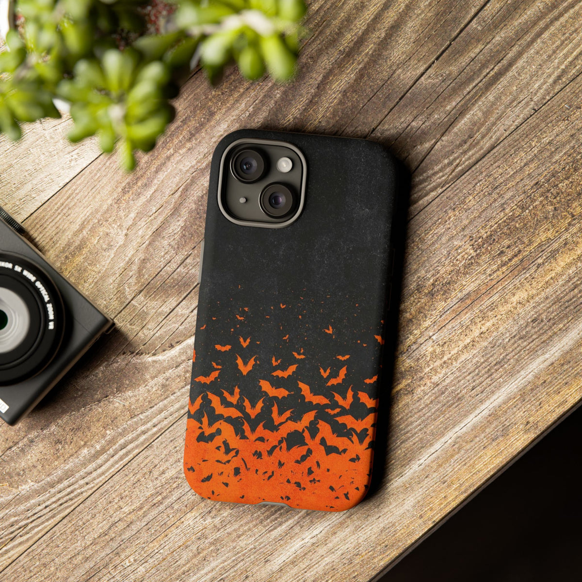 Halloween Orange Bat Swarm Phone Case — Tough Protective iPhone Cover
