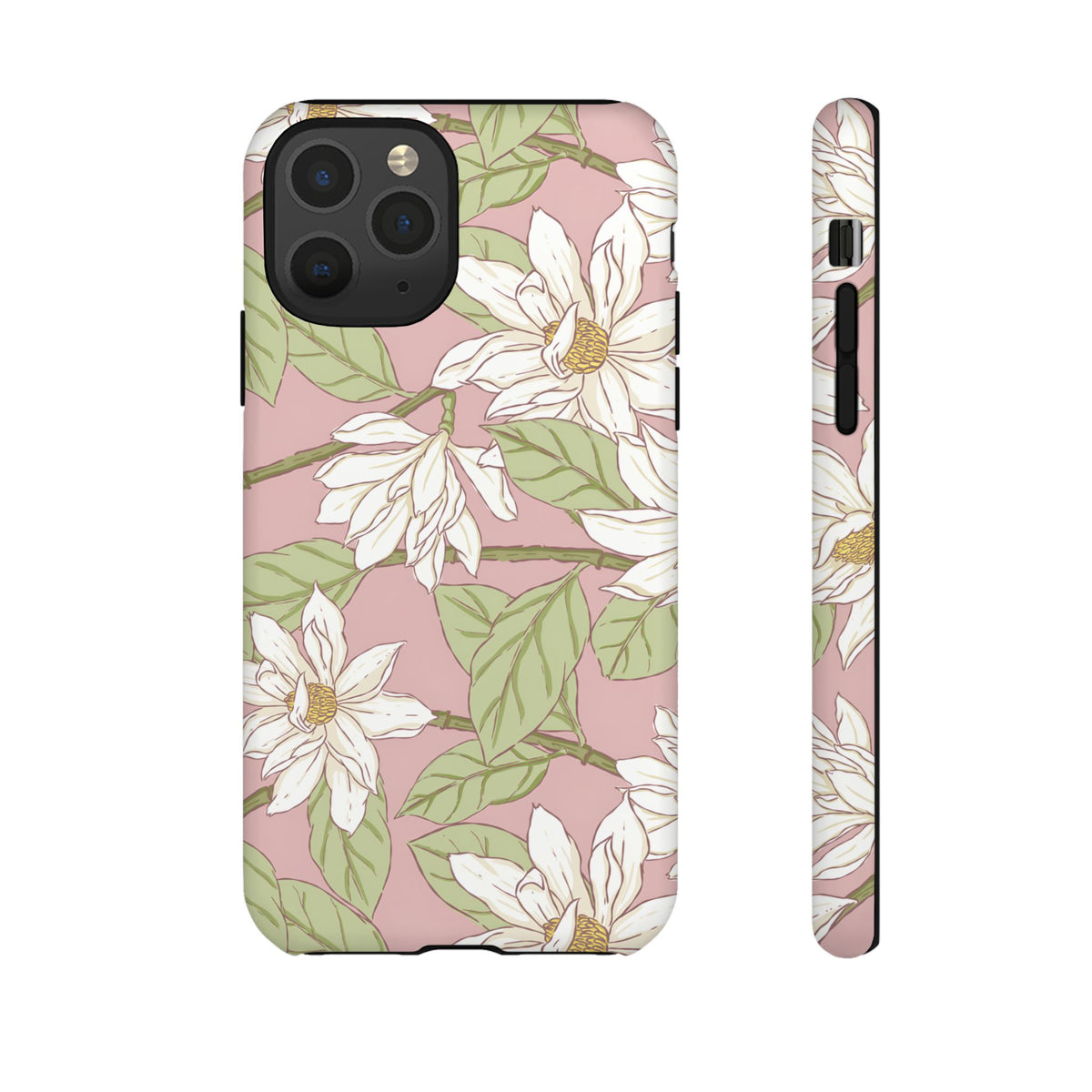 Floral Magnolia Tough Phone Case — Pink Botanical Protective Case