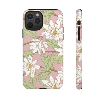 Floral Magnolia Tough Phone Case — Pink Botanical Protective Case
