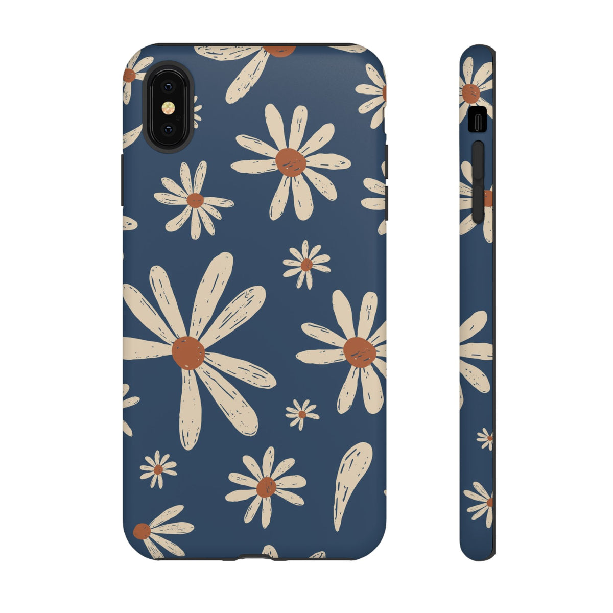 Daisy Pattern Tough Phone Case – Navy Floral Protective Cover