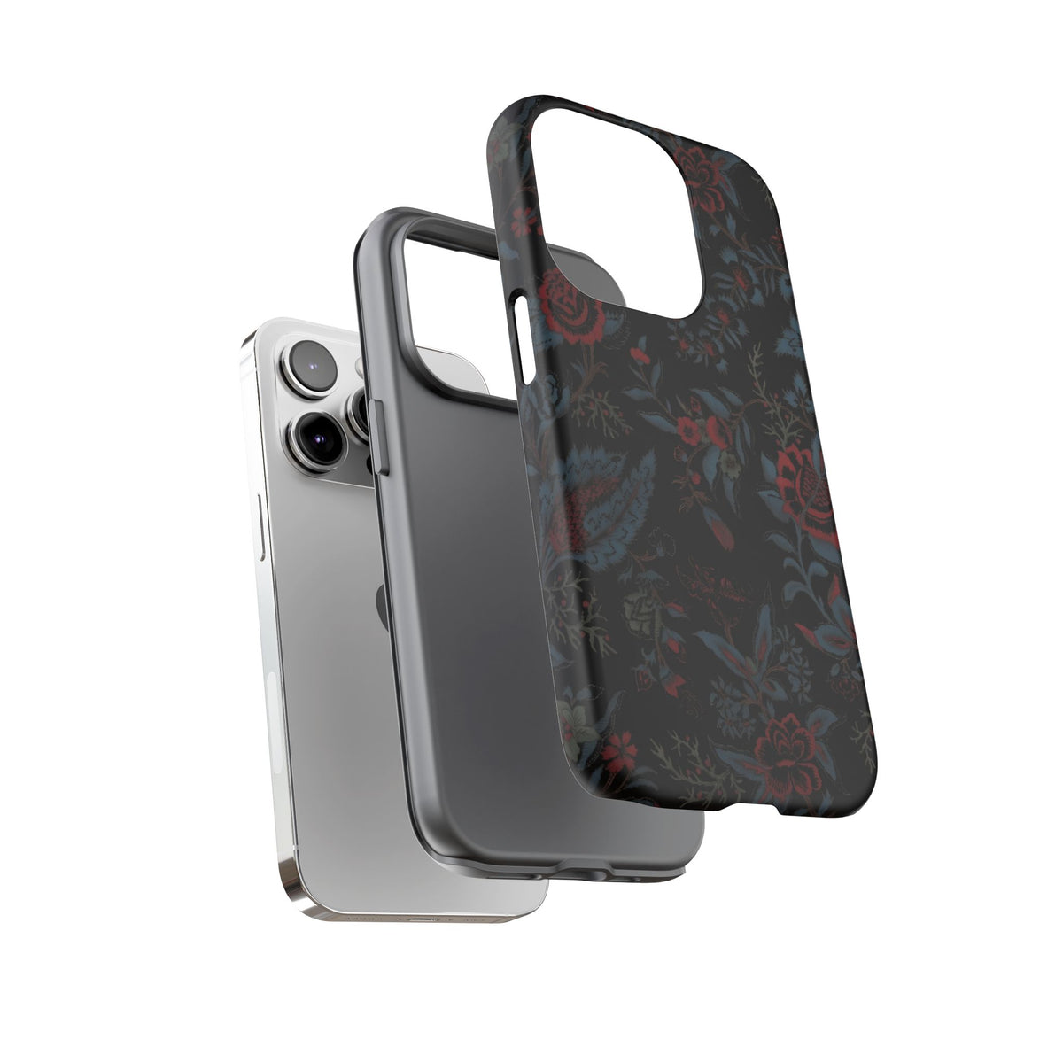 Floral Noir Tough Phone Case — Dark Rose Protective Cover