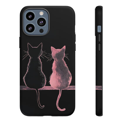 Cute Pink Cats Tough Phone Case – Protective iPhone Cover with Kittens Silhouette