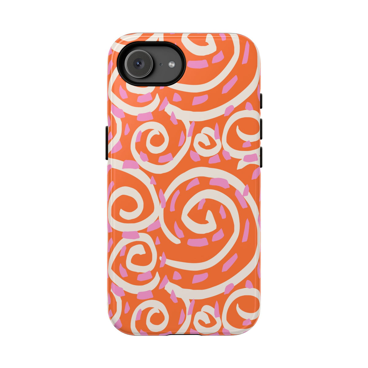Spiral Swirl Tough Phone Case – Bright Orange & Pink Abstract Protection