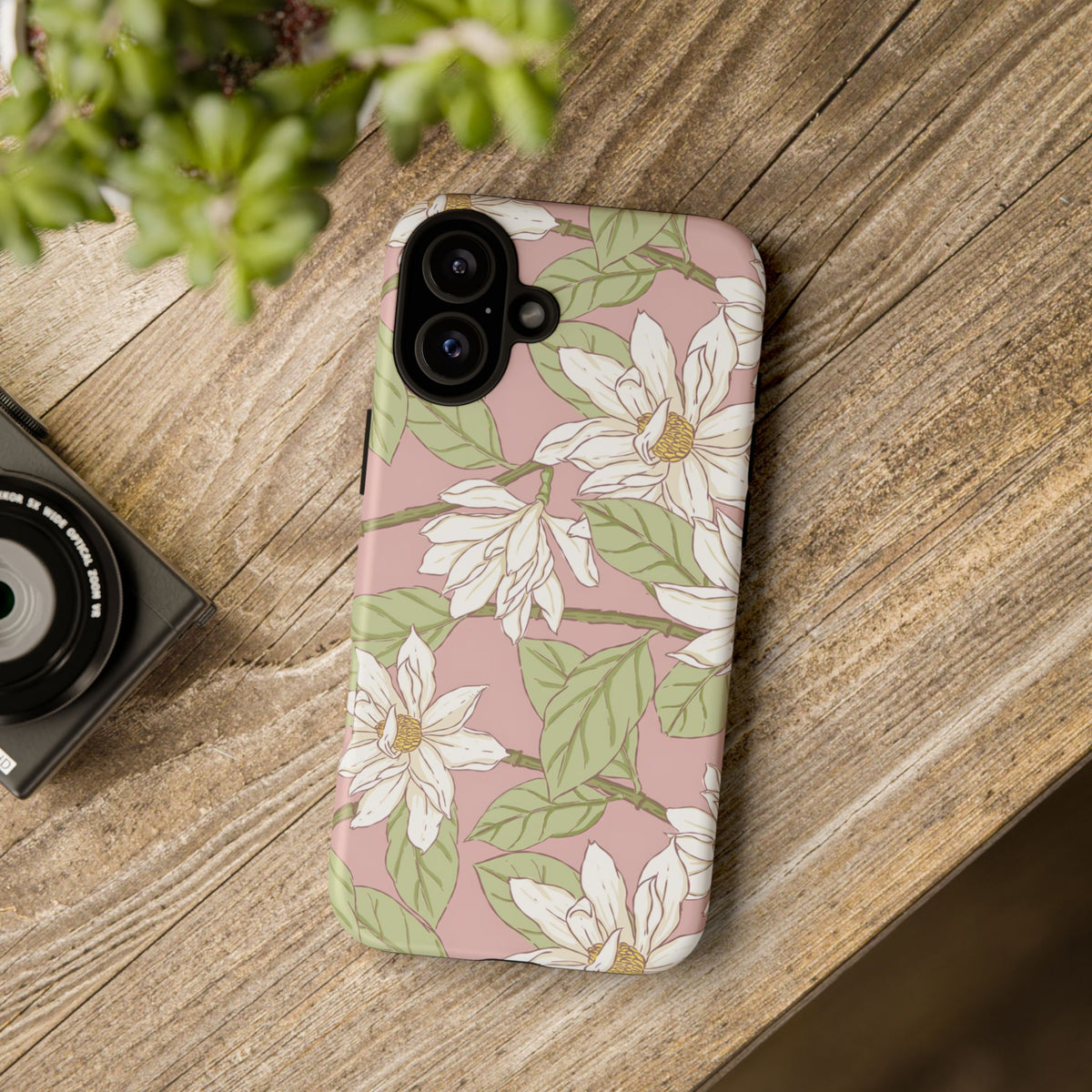 Floral Magnolia Tough Phone Case — Pink Botanical Protective Case