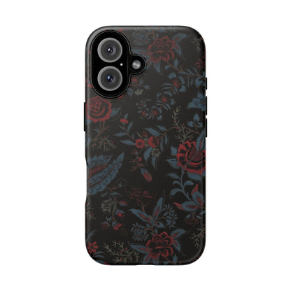 Floral Noir Tough Phone Case — Dark Rose Protective Cover