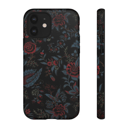 Floral Noir Tough Phone Case — Dark Rose Protective Cover