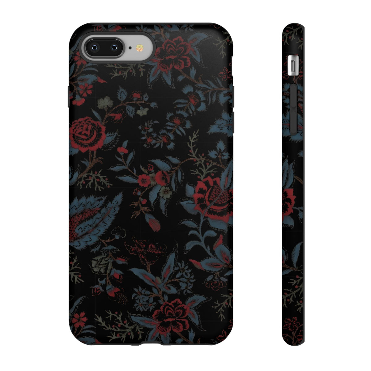 Floral Noir Tough Phone Case — Dark Rose Protective Cover