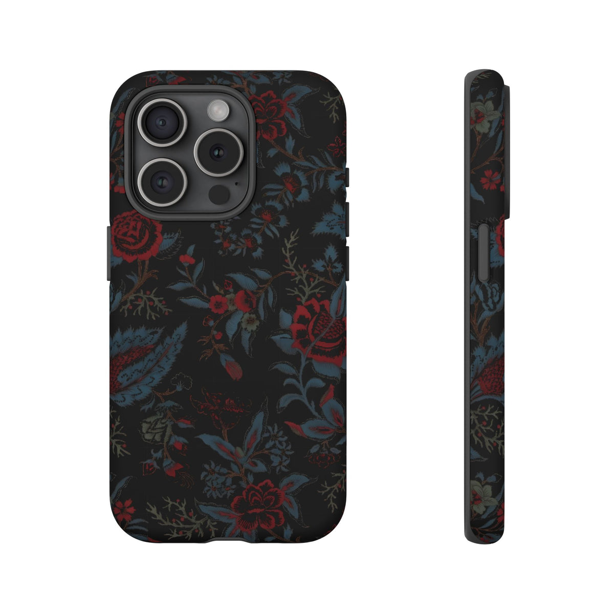 Floral Noir Tough Phone Case — Dark Rose Protective Cover