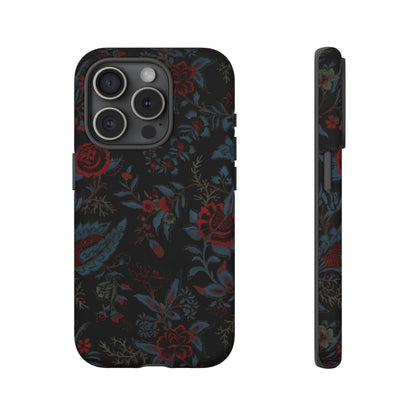 Floral Noir Tough Phone Case — Dark Rose Protective Cover