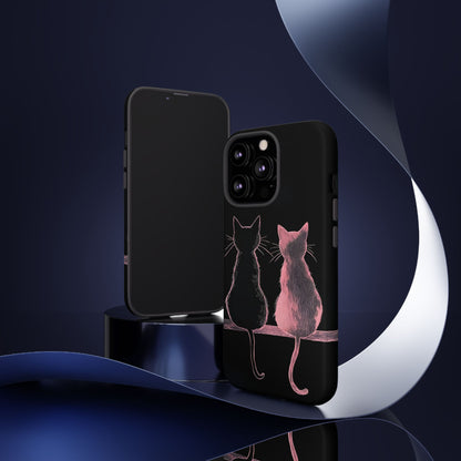 Cute Pink Cats Tough Phone Case – Protective iPhone Cover with Kittens Silhouette