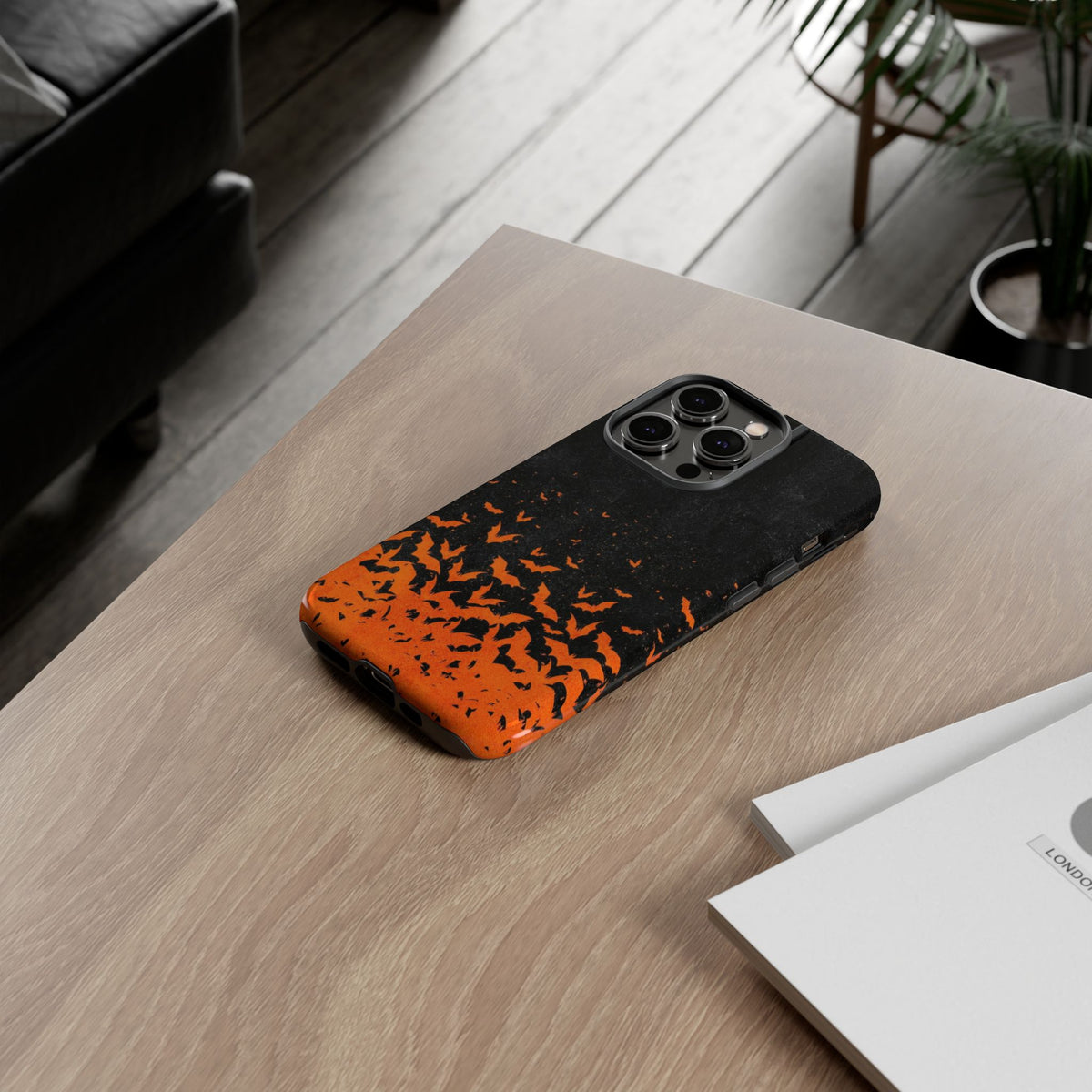 Halloween Orange Bat Swarm Phone Case — Tough Protective iPhone Cover