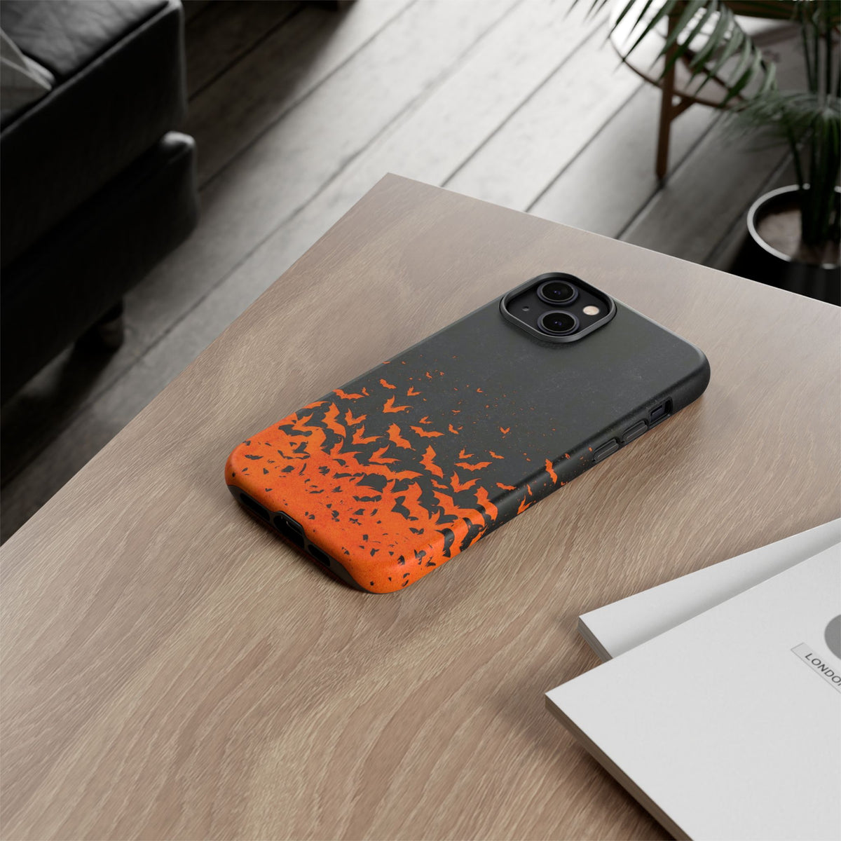 Halloween Orange Bat Swarm Phone Case — Tough Protective iPhone Cover