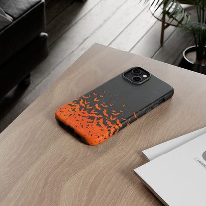 Halloween Orange Bat Swarm Phone Case — Tough Protective iPhone Cover