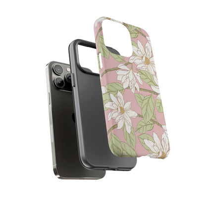 Floral Magnolia Tough Phone Case — Pink Botanical Protective Case