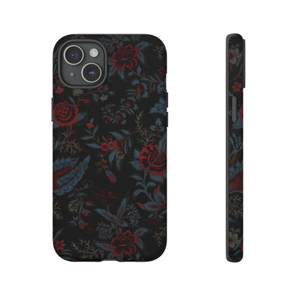 Floral Noir Tough Phone Case — Dark Rose Protective Cover