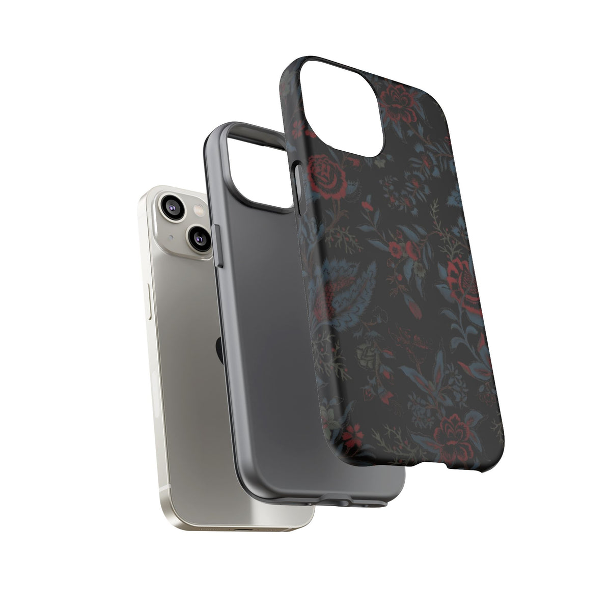 Floral Noir Tough Phone Case — Dark Rose Protective Cover